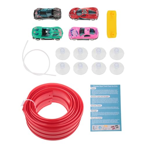 Perfeclan 4,5 m Flexible Strecke mit 4 Mini-Druckgussautos, doppelspurige Physikstrecke, tragbar, multifunktional, für Kinder ab 3 Jahren, Saugnapfhalterung, Rot Perfeclan 4,5 m Flexible Strecke mit 4 Mini-Druckgussautos, doppelspurige Physikstrecke, tragbar, multifunktional, für Kinder ab 3 Jahren, Saugnapfhalterung, Rot von Perfeclan
