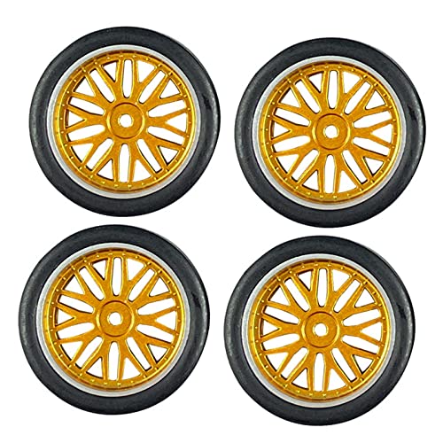 Perfeclan 4 RC Reifen Ersatz 32mm Durchmesser Rally Reifen Felge und Reifen Set für 1:18 RC On Road Auto Ersatzteile Ersatzteile, GELB von Perfeclan