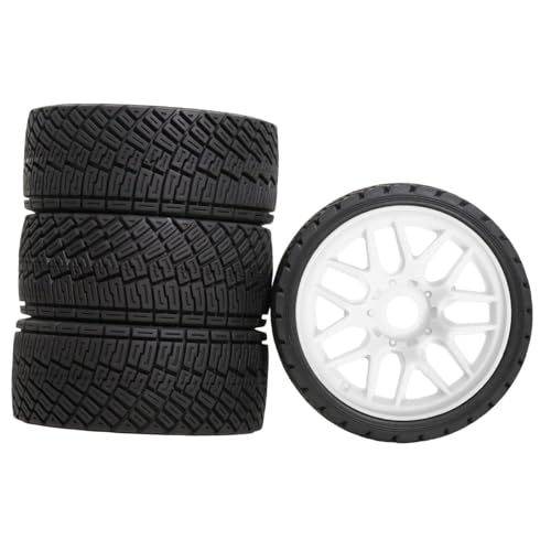 Perfeclan 4 Stück RC-Räder, Reifen, 4 Zoll Durchmesser, Ersatz-Upgrade-Modifikation, einfache Installation, Teile, Robustes Zubehör für 1:8, Weiß von Perfeclan