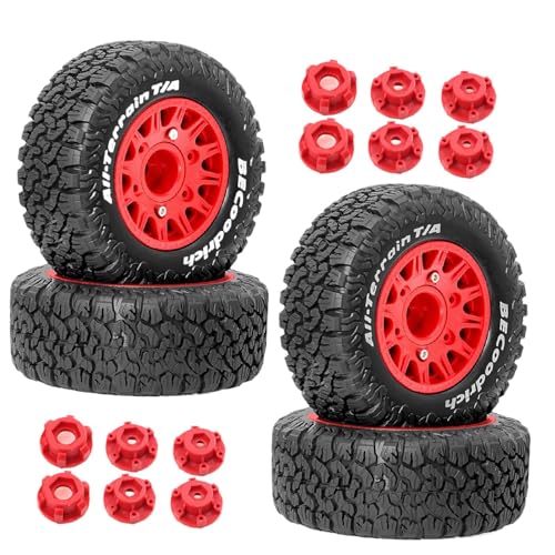 Perfeclan 4 Stück Reifen DIY Zubehör Einfache Installation Modell DIY Ersatzteil Ersatz Upgrade Zubehör Professional für 1/10 727, Rot von Perfeclan