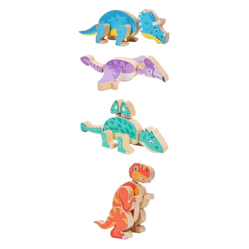 Perfeclan 4 Stück hölzerne Dino-Blöcke, Dinosaurier-Schnappbauspielzeug, Dinosaurier-Baustein-Set für Kinder im Alter von 3 4 bis 5 Jahren Perfeclan 4 Stück hölzerne Dino-Blöcke, Dinosaurier-Schnappbauspielzeug, Dinosaurier-Baustein-Set für Kinder im Alter von 3 4 bis 5 Jahren von Perfeclan