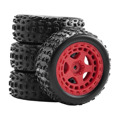 Perfeclan 4 Stücke Räder Gummireifen 6.9x2,6 cm Ersatzteile Zubehör Ersatz für 1:18 2S 223S RC -Auto stabil leicht zu installieren, Rot von Perfeclan