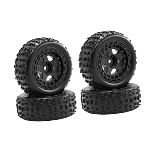 Perfeclan 4 Stücke Räder Gummireifen 6.9x2,6 cm Ersatzteile Zubehör Ersatz für 1:18 2S 223S RC -Auto stabil leicht zu installieren, Schwarz von Perfeclan