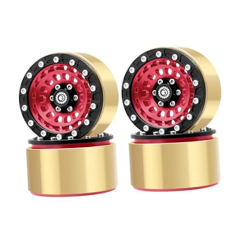 Perfeclan 4 stück 1,9 Zoll Beadlock Felge Ersatz Metall Zubehör Od 56,5mm für SCX10 TRX4 90046 Upgrade Professionelle, Rot Perfeclan 4 stück 1,9 Zoll Beadlock Felge Ersatz Metall Zubehör Od 56,5mm für SCX10 TRX4 90046 Upgrade Professionelle, Rot von Perfeclan