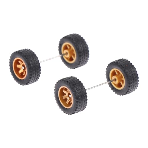 Perfeclan 4 x modifizierte Reifen im Maßstab 1:64, Simulationsmodell-Autoräder, Reifen mit runden Stangenachsen für Erwachsene Automodelle, RC-LKW-Zubehör, Gold B von Perfeclan