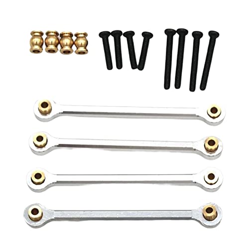 Perfeclan 4X Aluminiumlegierung RC Auto Zugstange Set Ersatz Upgrade für RC Auto im Maßstab 1:24 DIY Modifikation Zubehör Ersatz ersetzt, Silber von Perfeclan