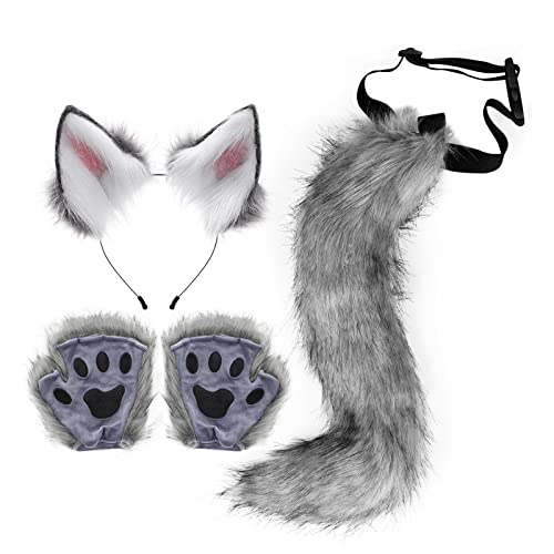 Perfeclan 4X Plüsch Und Set Lolita Cosplay Kunstplüsch Wolf Haarspange Zum Verkleiden, dunkelgrau Perfeclan 4X Plüsch Und Set Lolita Cosplay Kunstplüsch Wolf Haarspange Zum Verkleiden, dunkelgrau von Perfeclan