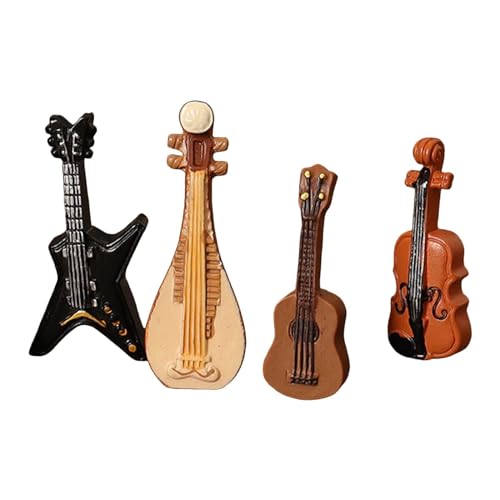 Perfeclan 4X Puppenhaus-Instrumentenset, Puppenhaus-Musikinstrumente, Szene, Miniatur-Gitarre, Modell, Miniatur-Pipa, Puppenhaus-Instrumente von Perfeclan