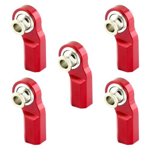 Perfeclan 5 Stücke M3 Biegung Stangenende Lenkgestänge für 1/10 Modellauto Zubehör DIY ACCS Ersatz Modell Autoteile Kugelkopfhalter, Rot von Perfeclan