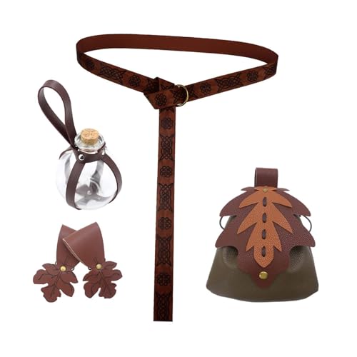 Perfeclan 5 stück Mittelalterlichen Gürtel Tasche Rock Wanderungen Flasche PU für Bühne Zeigen Geburtstag, GrÜn von Perfeclan