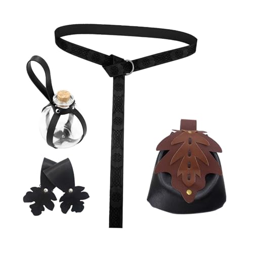 Perfeclan 5 stück Mittelalterlichen Gürtel Tasche Rock Wanderungen Flasche PU für Bühne Zeigen Geburtstag, Schwarz Perfeclan 5 stück Mittelalterlichen Gürtel Tasche Rock Wanderungen Flasche PU für Bühne Zeigen Geburtstag, Schwarz von Perfeclan