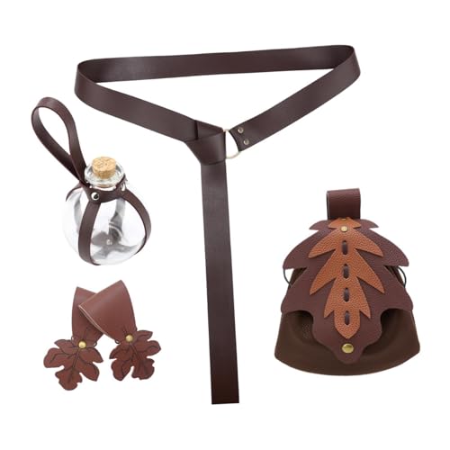 Perfeclan 5Pcs Medieval Gürtel Tasche Rock Wanderungen Flasche Medieval Kostüm Zubehör für Party, Braun Perfeclan 5Pcs Medieval Gürtel Tasche Rock Wanderungen Flasche Medieval Kostüm Zubehör für Party, Braun von Perfeclan