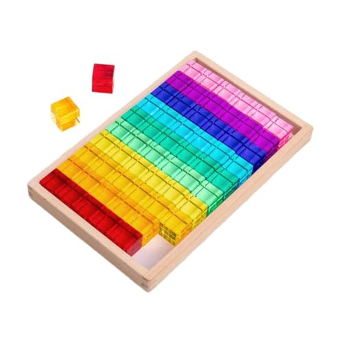Perfeclan 60 Stück Regenbogen-Acrylwürfel, sensorisches Trainingsspielzeug, Stapelspiel, Lernen von Farben für Vorstellungskraft, Vorschulkreativität von Perfeclan