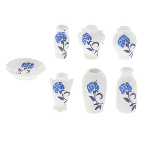 Perfeclan 7-teiliges Set Puppenhaus Porzellan Vasen und Teller für Esszimmer, Mikro-Landschaft, Küche - Dekorationszubehör, Erdbeere von Perfeclan
