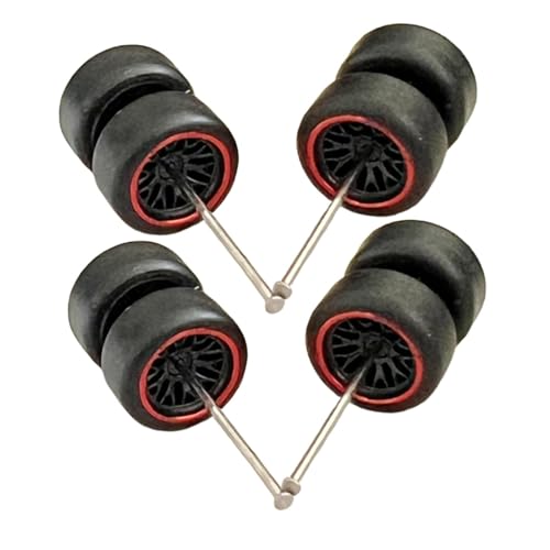 Perfeclan 8-teilige Räder im Maßstab 1/64, Simulationsmodell-Autoräder, Reifen mit Miniatur-Rollwellenspielzeug für Sammler, Automodelle für Kinder, Rot von Perfeclan