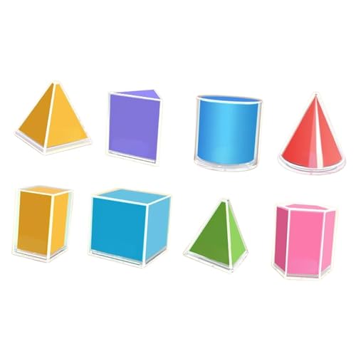 Perfeclan 8-teiliges faltbares geometrisches Formenset, 3D-geometrische Körper, Lernspielzeug, Schulbedarf für den Vorschul- und Grundschulunterricht von Perfeclan