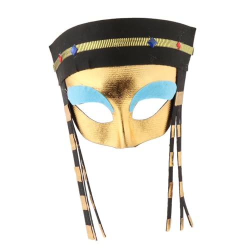 Perfeclan Ägyptisches Kostüm Ägyptisches Stirnband Geburtstag Cosplay Kostüm Requisiten König Kostüm Hut Kostüm, Maske 20x23cm von Perfeclan