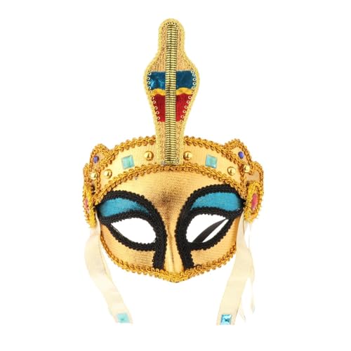 Perfeclan Ägyptisches Kostüm Ägyptisches Stirnband Geburtstag Cosplay Kostüm Requisiten König Kostüm Hut Kostüm, Maske 22x21cm von Perfeclan