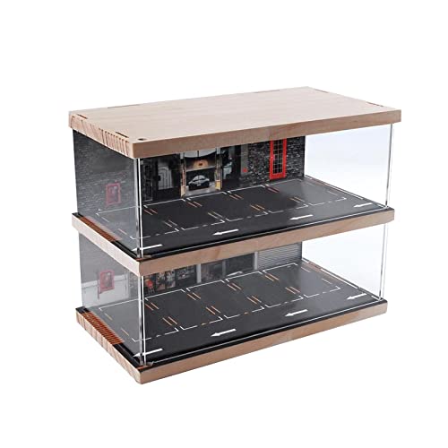 Perfeclan Acryl Parkplatz Vitrine Schutzhülle Organizer Mini Modellauto Aufbewahrungsbox Staubdicht für 1/64 Maßstab Diecast Auto Spielzeug, Doppeldeck von Perfeclan