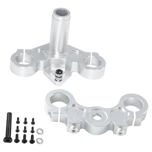 Perfeclan Aluminiumlegierung RC Motorrad Front Triple Clamp Set RC Bike Ersatzteil RC Upgrades Zubehör für 1/4 -, Silber von Perfeclan