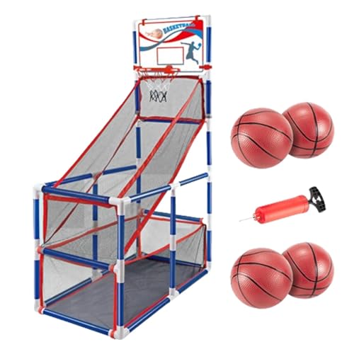 Perfeclan Arcade-Basketballspiel für Kinder, einfach aufzubauendes Sportspielzeug für Kinder, Luftpumpe inklusive, für drinnen und draußen, Sportspiele, 4 Bälle von Perfeclan