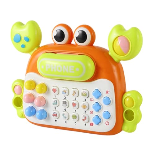 Perfeclan Baby-Spielzeugtelefon, Baby-Musikspielzeug, Montessori-Chatter-Telefonspielzeug, Handy, Lernspielzeug für Jungen, Kinder ab 3 Jahren, Orange von Perfeclan