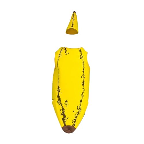 Perfeclan Bananenkostüm, Cartoon-Frucht-Overall, Obst-Cosplay-Kostüme, Anzug, Requisiten für Geburtstagsparty-Zubehör, Erwachsene von Perfeclan