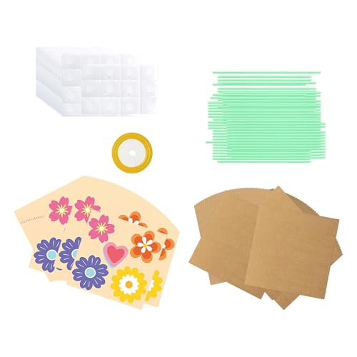 Perfeclan Blumenstrauß Handwerk Kit Blumenpapier Handwerksgeschenk Party Vorräte, einzigartig, DIY Machen Sie Ihr eigenes Blumenstrauß für die Schule, 48 Stück von Perfeclan
