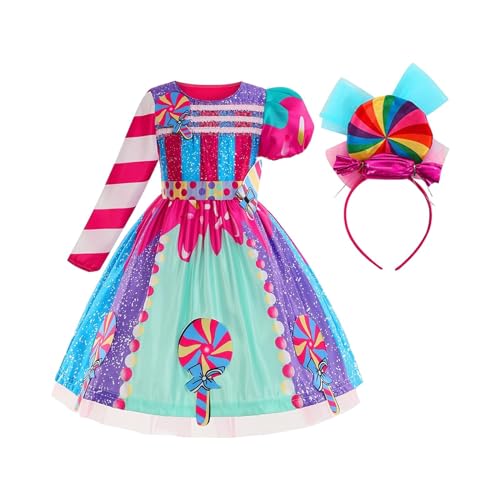 Perfeclan Bonbonkleid für kleine Mädchen, Lutscherkleid, bunt, kurz- und langärmelig, Prinzessinnenkleid, Regenbogenkleid für Karneval, Party, Urlaub, 110 Perfeclan Bonbonkleid für kleine Mädchen, Lutscherkleid, bunt, kurz- und langärmelig, Prinzessinnenkleid, Regenbogenkleid für Karneval, Party, Urlaub, 110 von Perfeclan
