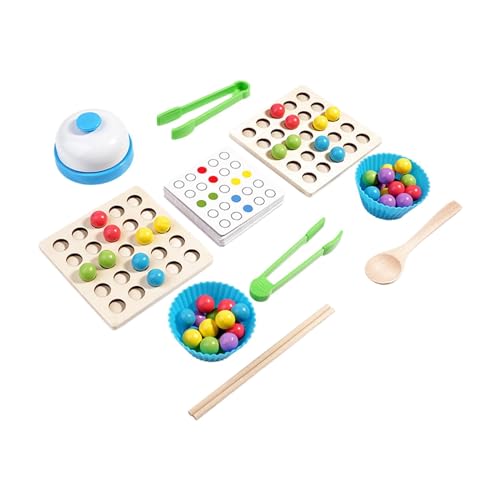 Perfeclan Brettspiel mit Regenbogenperlen, Montessori-Spielzeug, Lernspielzeug, Baby-Zuordnungs-, und für Kinder im Alter von 3 4 5 6 7 Jahren von Perfeclan