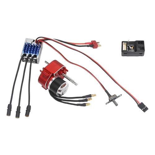 Perfeclan Bürstenloser Motor, Metallgetriebe, ESC-Set, RC-Zubehör, 2-Kanal-Empfänger, Upgrade-Kit für bürstenlosen Motor für MN82, MN168, MN78, MN99S, Rot von Perfeclan