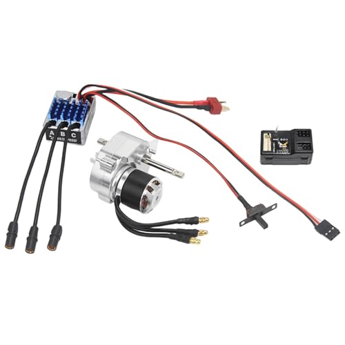 Perfeclan Bürstenloser Motor, Metallgetriebe, ESC-Set, RC-Zubehör, 2-Kanal-Empfänger, Upgrade-Kit für bürstenlosen Motor für MN82, MN168, MN78, MN99S, Silber von Perfeclan