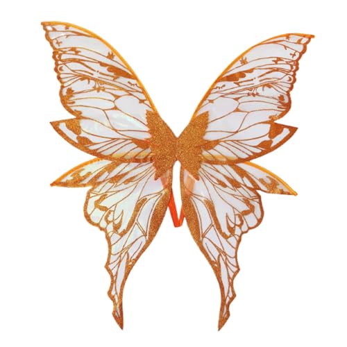 Perfeclan Butterfly Wing Prinzessin Flügel für Halloween Bühnenperformance Festival, Orange Perfeclan Butterfly Wing Prinzessin Flügel für Halloween Bühnenperformance Festival, Orange von Perfeclan