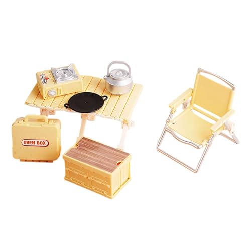 Perfeclan Camping-Spielzeug-Set für, Outdoor-Spielzeug, Kassettenöfen, Puppenhaus-Dekoration für Outdoor-Szenen, Rollenspiel-Spielzeug für Kleinkinder im, Gelb von Perfeclan