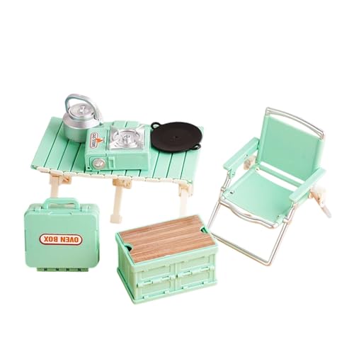 Perfeclan Camping-Spielzeug-Set für, Outdoor-Spielzeug, Kassettenöfen, Puppenhaus-Dekoration für Outdoor-Szenen, Rollenspiel-Spielzeug für Kleinkinder im, GrÜn von Perfeclan