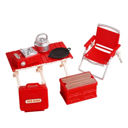 Perfeclan Camping-Spielzeug-Set für, Outdoor-Spielzeug, Kassettenöfen, Puppenhaus-Dekoration für Outdoor-Szenen, Rollenspiel-Spielzeug für Kleinkinder im, Rot von Perfeclan