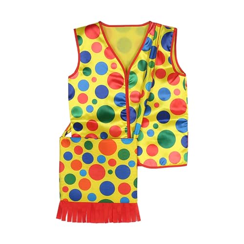 Perfeclan Clown-Weste, Clown-Kostüm für Männer und Frauen, Weste und Clown-Tasche für Rollenspiele, Bühnenauftritt, Halloween-Partyzubehör von Perfeclan