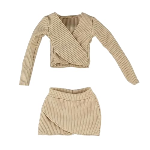 Perfeclan Crop Tops, Kurzer Rock, Mode, Weibliche Figur Kleidung, Actionfigur Kleidung zum Anziehen im Maßstab 1:6, Khaki von Perfeclan