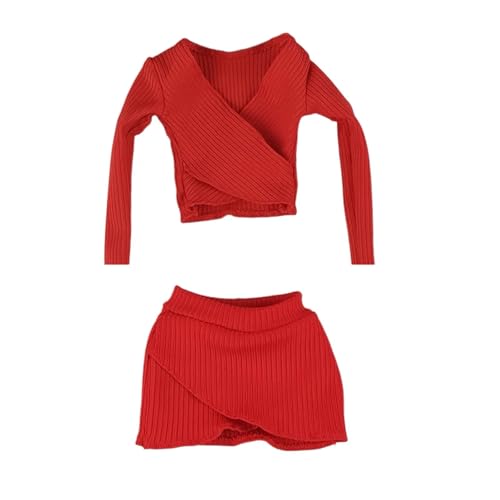 Perfeclan Crop Tops, Kurzer Rock, Mode, Weibliche Figur Kleidung, Actionfigur Kleidung zum Anziehen im Maßstab 1:6, Rot Perfeclan Crop Tops, Kurzer Rock, Mode, Weibliche Figur Kleidung, Actionfigur Kleidung zum Anziehen im Maßstab 1:6, Rot von Perfeclan