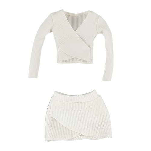 Perfeclan Crop Tops, Kurzer Rock, Mode, Weibliche Figur Kleidung, Actionfigur Kleidung zum Anziehen im Maßstab 1:6, Weiß von Perfeclan