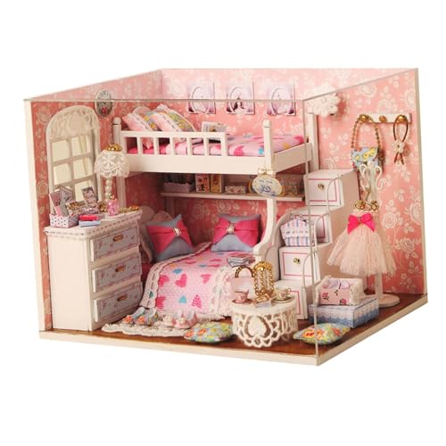 Perfeclan DIY Miniatur-Puppenhaus-Bausätze aus Holz, kreatives Schlafzimmer für Frauen und Mädchen, Kunstwerk, einfach zu montierendes von Perfeclan