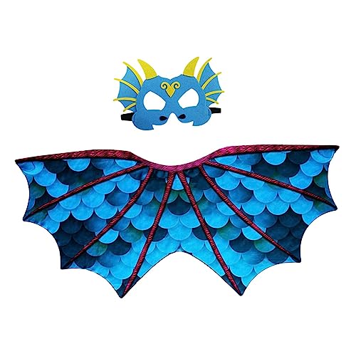 Perfeclan Dinosaurier Flügel Maske Kinder Drachen Kostüm Jungen Mädchen Geschenk Spielzeug Cosplay Drachen Maske Drachen Flügel für Nachtclub Maskerade Party, Blau Perfeclan Dinosaurier Flügel Maske Kinder Drachen Kostüm Jungen Mädchen Geschenk Spielzeug Cosplay Drachen Maske Drachen Flügel für Nachtclub Maskerade Party, Blau von Perfeclan