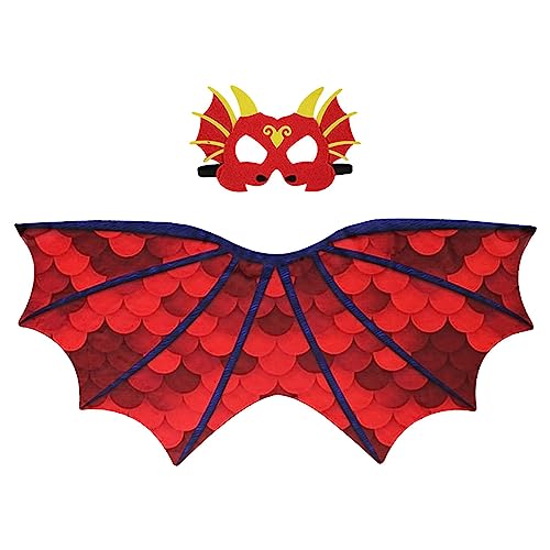 Perfeclan Dinosaurier Flügel Maske Kinder Drachen Kostüm Jungen Mädchen Geschenk Spielzeug Cosplay Drachen Maske Drachen Flügel für Nachtclub Maskerade Party, Rot Perfeclan Dinosaurier Flügel Maske Kinder Drachen Kostüm Jungen Mädchen Geschenk Spielzeug Cosplay Drachen Maske Drachen Flügel für Nachtclub Maskerade Party, Rot von Perfeclan