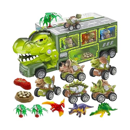 Perfeclan Dinosaurier-Transporter-LKW mit Lichtern und Sound, Dino-Schiebebahn, kreatives Dinosaurier-Auto, Fahrzeuge, Spielzeug für Jungen und Mädchen von Perfeclan
