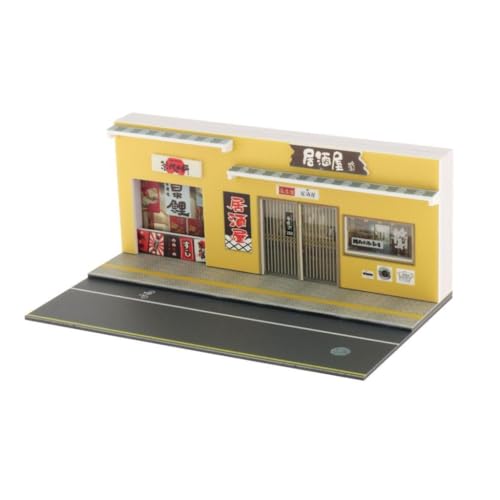 Perfeclan Diorama-Landschaftsdisplay für 1/64-Modellauto-Hintergrund, Foto-Requisiten mit Licht, Mini-Gebäudemodell für Geschenke, Izakaya von Perfeclan
