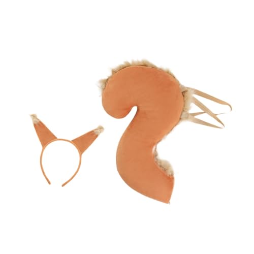 Perfeclan Eichhörnchen-Ohren und Schwanz-Set, Cosplay, Cartoon-Kopfbedeckung, Haarreifen für Halloween, Abschlussball, Orange von Perfeclan