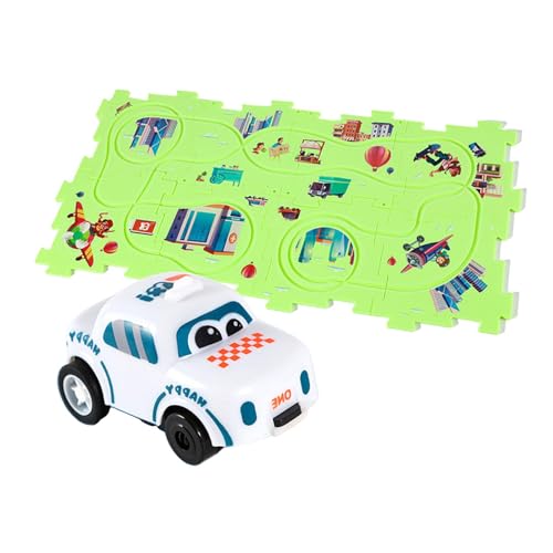 Perfeclan Eisenbahnwagen-Bauspielzeug, Fahrzeug-Puzzle-Spielmatte, Straßen-Puzzle-Rätsel, Gleis-Spielset für Mädchen und Kinder, 8 Rätsel von Perfeclan