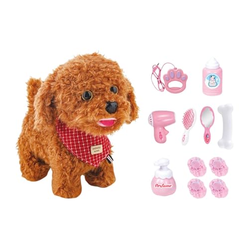 Perfeclan Elektrisches Plüschtier, Stofftier, spazierender Freund vor dem Schlafengehen, kreativer Spaziergang, Hundebegleitertier für Jungen, Teddy-Hund von Perfeclan