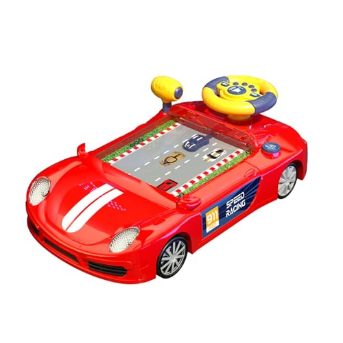 Perfeclan Elektrisches Simulationslenkradspielzeug mit Sound, Puzzlespielzeug, Praktische Simulation des Fahrens für Kinder, Mädchen, Jungen Ab 3 Jahren, Rot von Perfeclan
