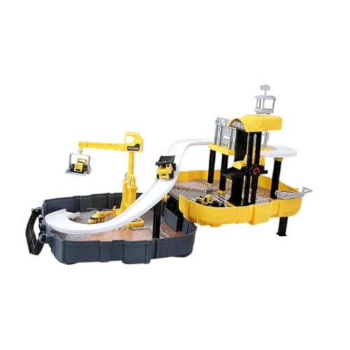 Perfeclan Engineering Fahrzeug Spielzeug Set Rennstrecke Auto Party bevorzugt Rennwagen Hand Eye Koordination BAU LKW Spielzeug für Kleinkinder, Gelb, 58x28x32cm von Perfeclan